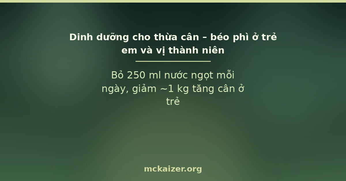 Bỏ 250 ml nước ngọt mỗi ngày, giảm ~1 kg tăng cân ở trẻ