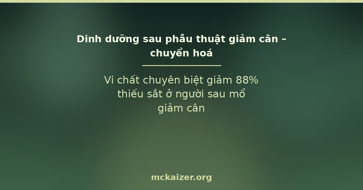Vi chất chuyên biệt giảm 88% thiếu sắt ở người sau mổ giảm cân