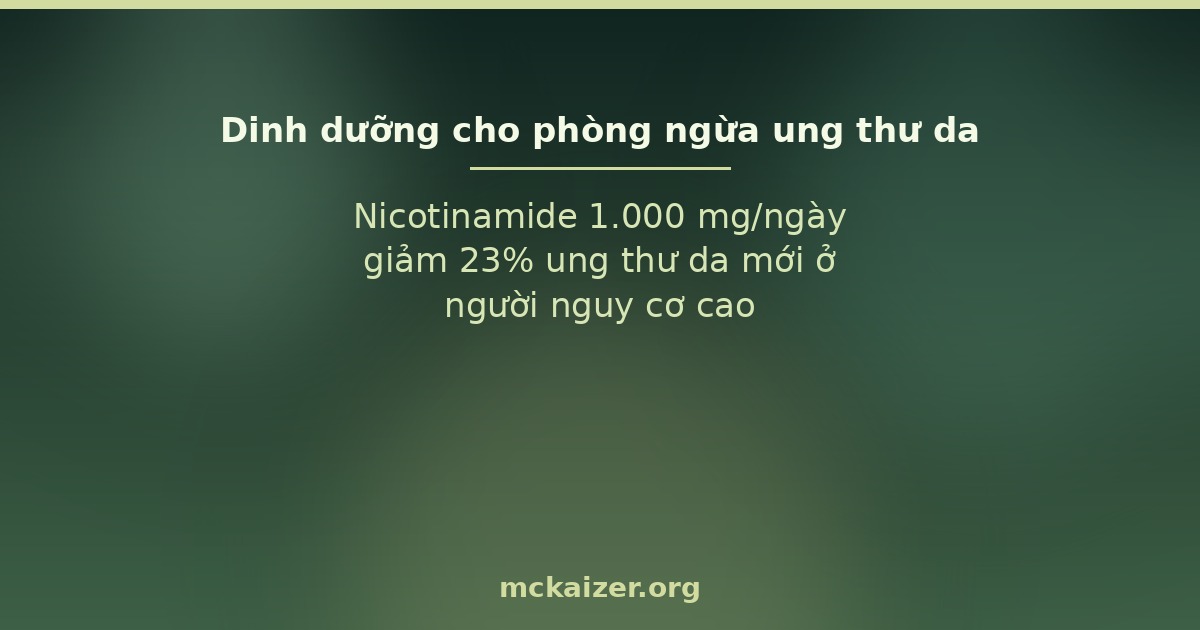 Nicotinamide 1.000 mg/ngày giảm 23% ung thư da mới ở người nguy cơ cao